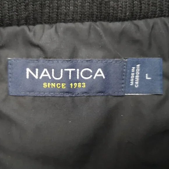 Nautica Men's Size Large Navy w/ Black Faux Fur Lined Zipper/Button Closure Vest - Picture 3 of 9